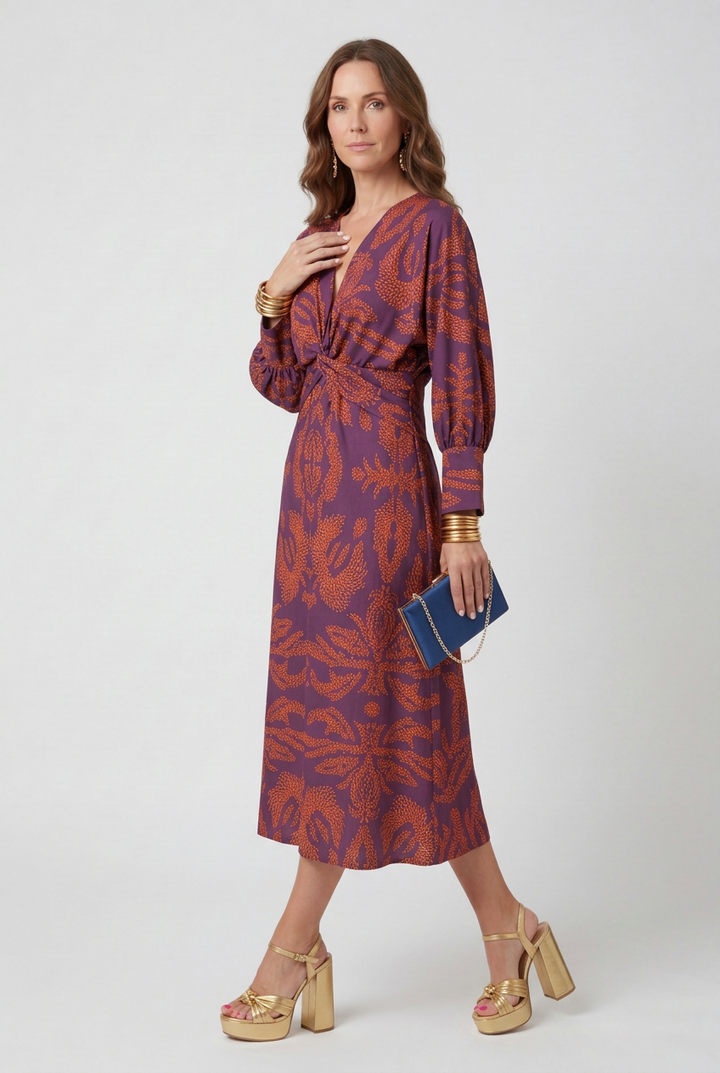 Womens Maxi Dress V-Neck Bohemian Style