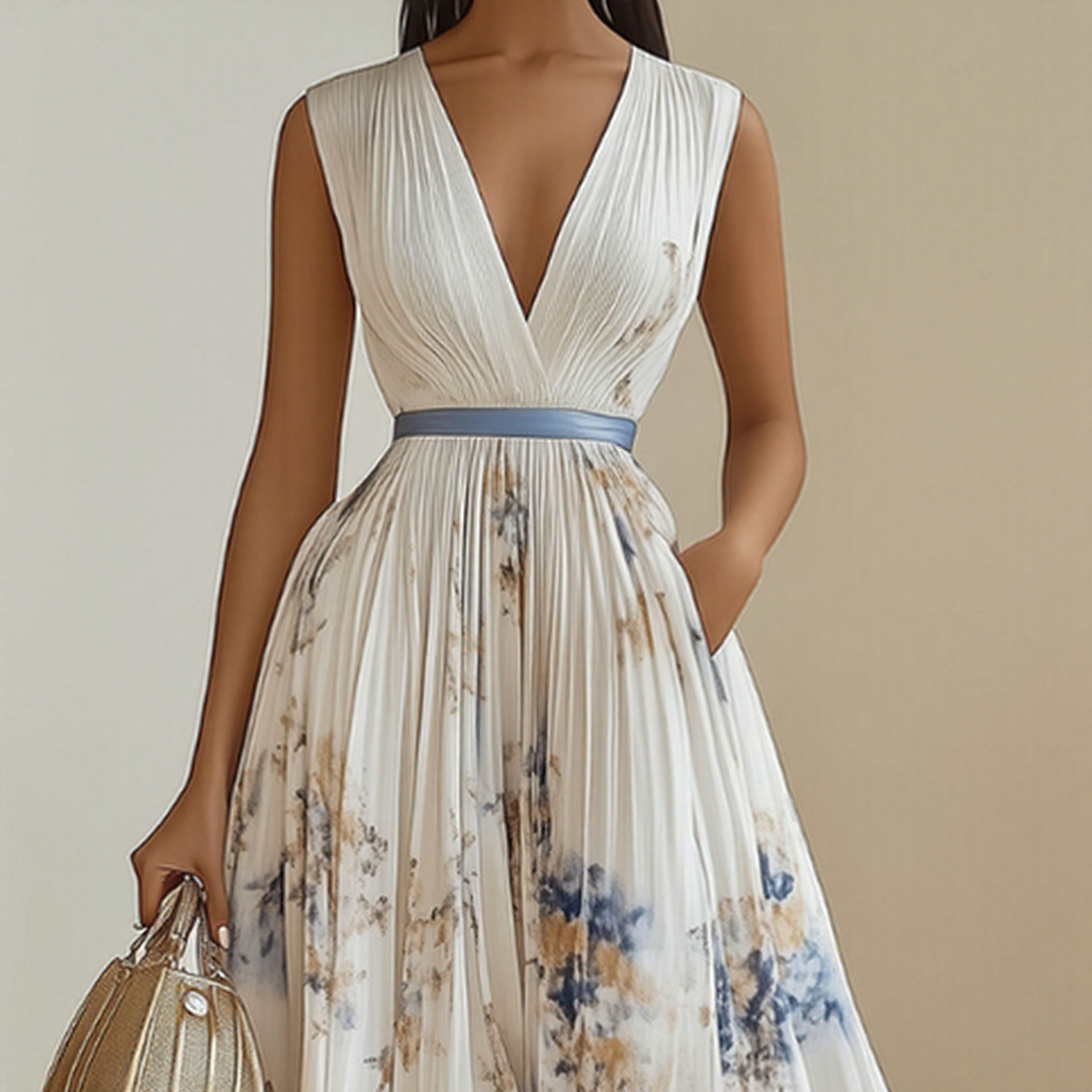 Womens Maxi Dress Pleated Design Lightweight Summer Style