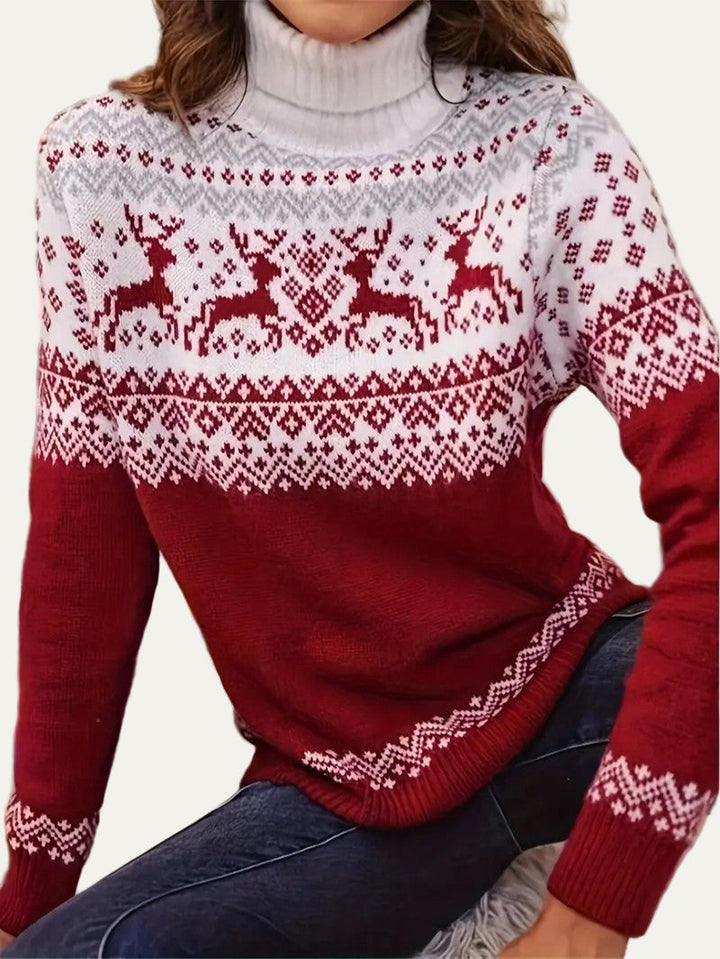 Womens Turtleneck Sweater Fair Isle Knit Pattern