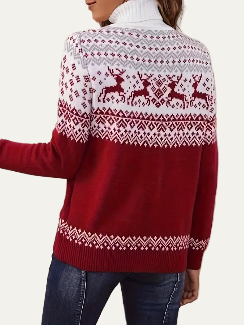 Womens Turtleneck Sweater Fair Isle Knit Pattern
