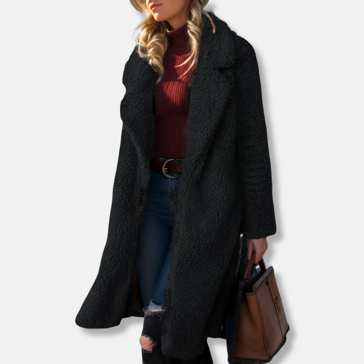 Womens Longline Coat with Teddy Fleece Cozy Fit - BritishMode