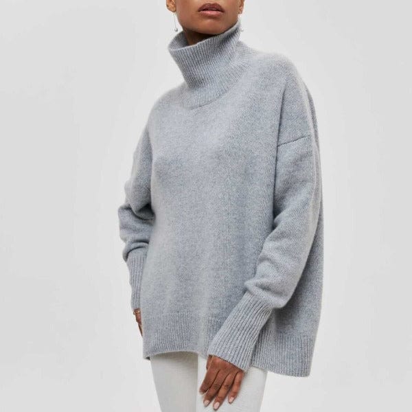 Womens Oversized Chunky Knit Sweater Funnel Neck