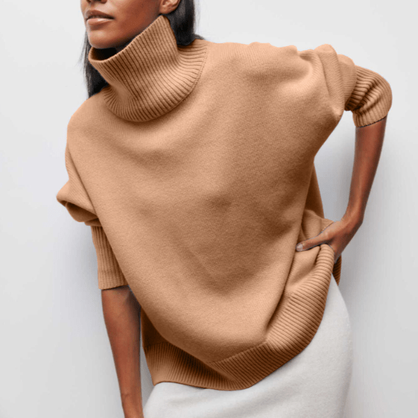 Womens Oversized Chunky Knit Sweater Funnel Neck