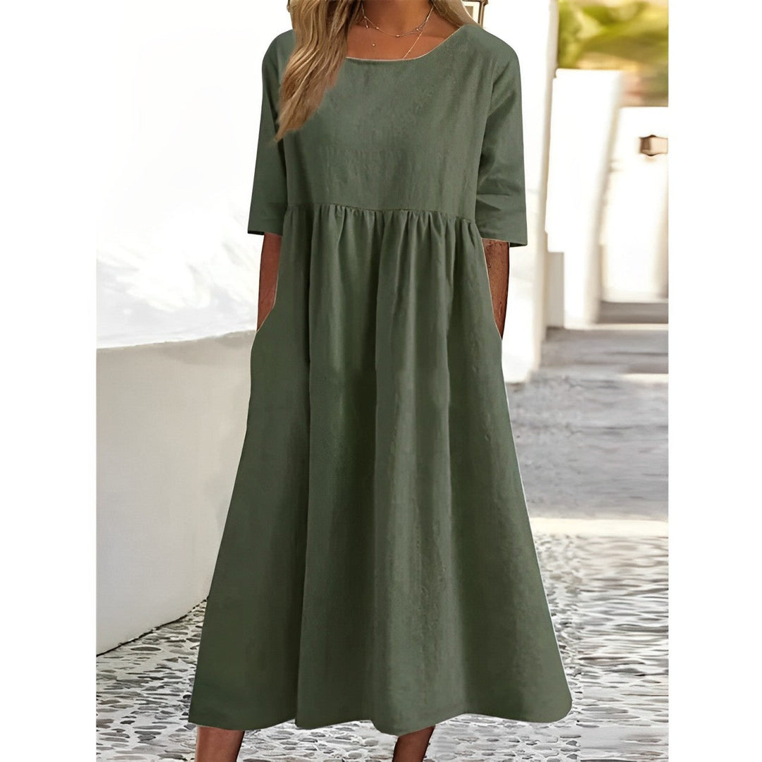 Womens A-Line Dress Knee Length Simple Style