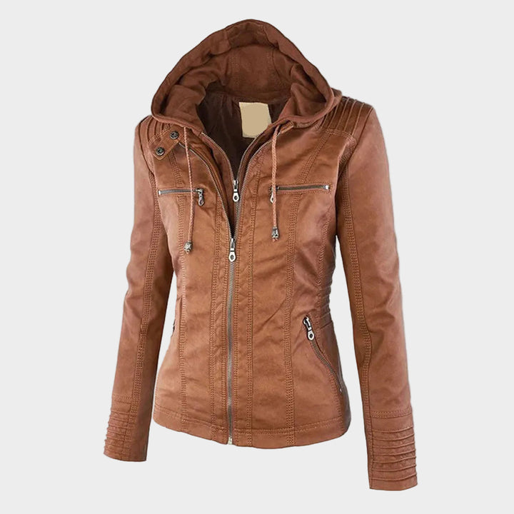 Womens Leather Coat Rainproof Fleece Lined - BritishMode