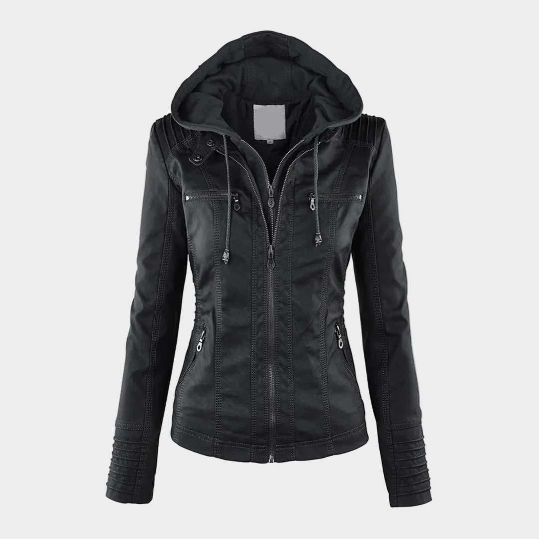 Womens Leather Coat Rainproof Fleece Lined