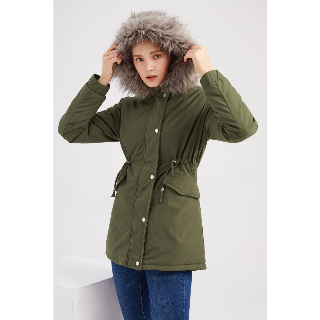 Womens Parka Jacket Button-Down Winter Style - BritishMode