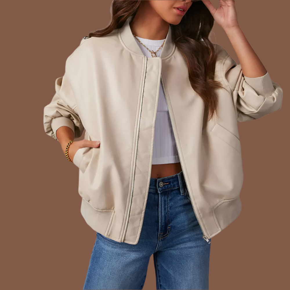 Womens Bomber Jacket Lightweight Breathable Relaxed Fit - BritishMode