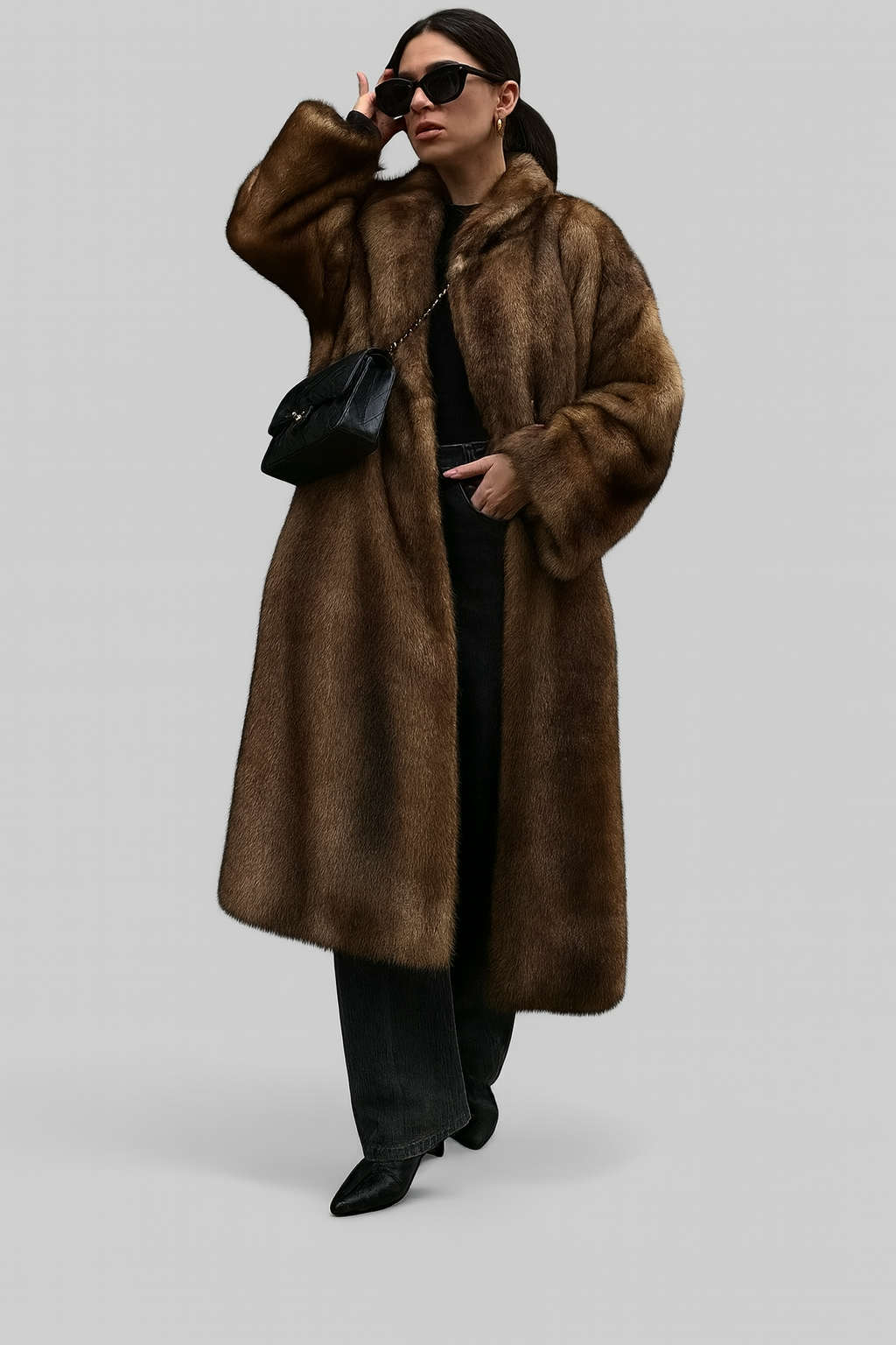 Womens Long Faux Fur Coat Winter Outerwear - BritishMode