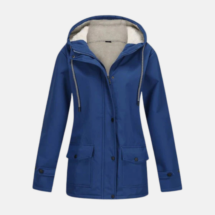 Womens Hooded Jacket Fleece Lined Water Resistant Relaxed Fit