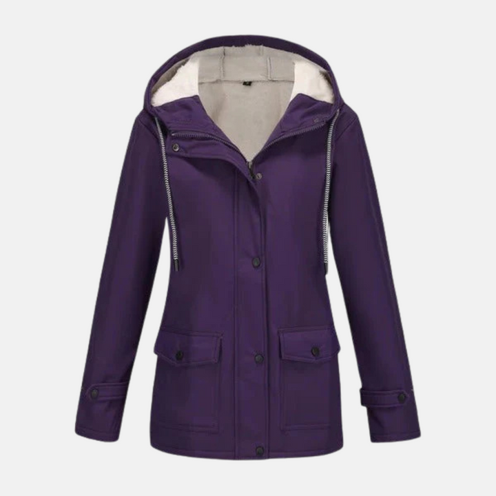 Womens Hooded Jacket Fleece Lined Water Resistant Relaxed Fit