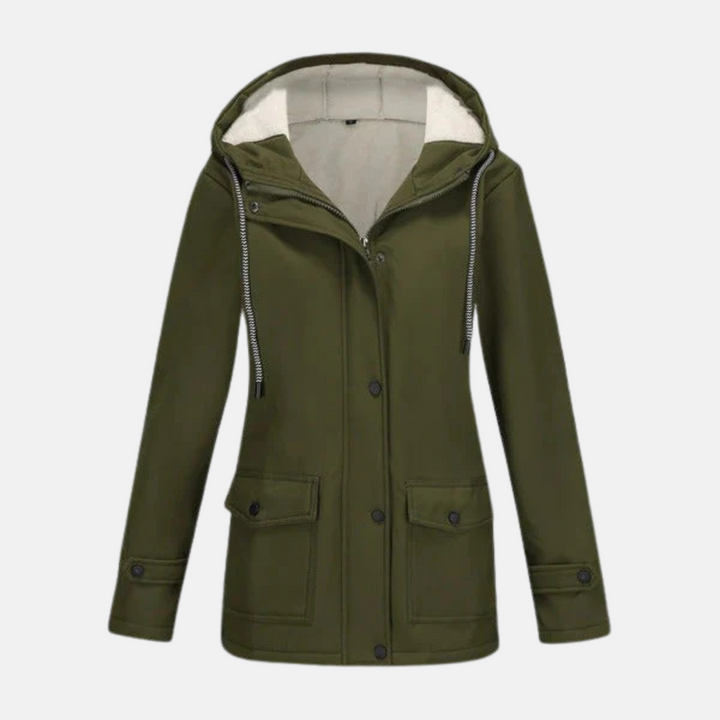 Womens Hooded Jacket Fleece Lined Water Resistant Relaxed Fit