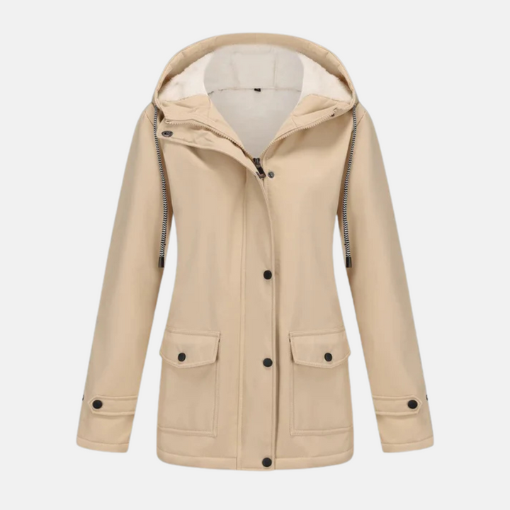 Womens Hooded Jacket Fleece Lined Water Resistant Relaxed Fit
