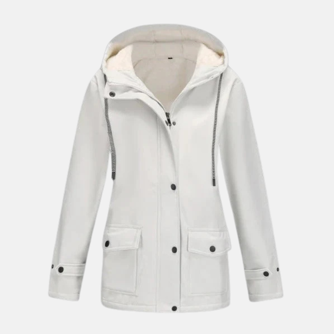 Womens Hooded Jacket Fleece Lined Water Resistant Relaxed Fit - BritishMode
