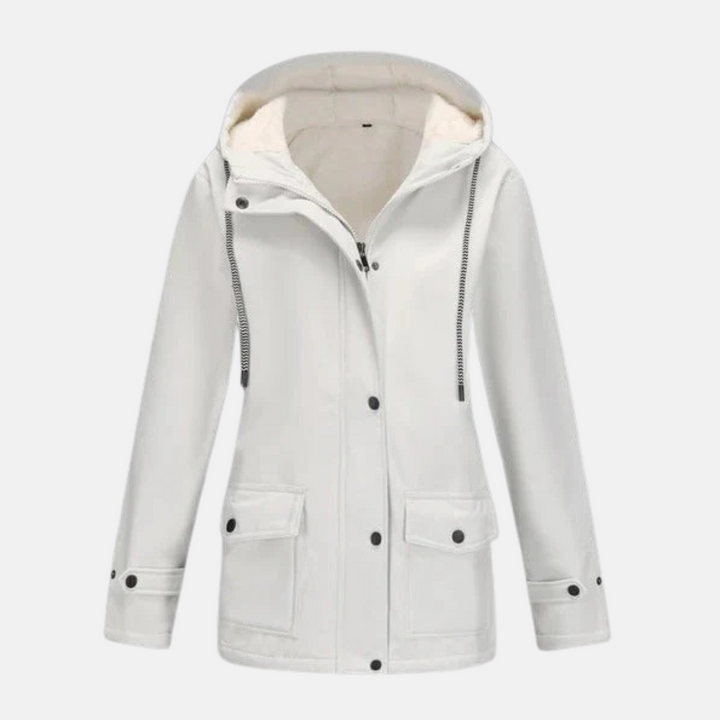 Womens Hooded Jacket Fleece Lined Water Resistant Relaxed Fit - BritishMode