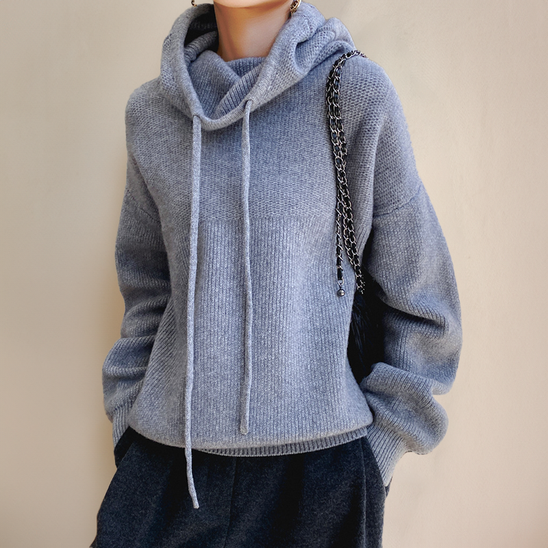 Womens Hoodie Cotton Blend Oversized Relaxed Fit Cowl Neck