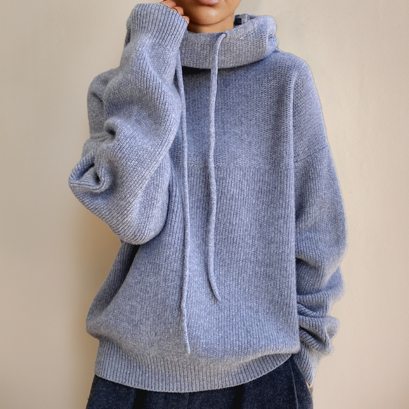 Womens Hoodie Cotton Blend Oversized Relaxed Fit Cowl Neck