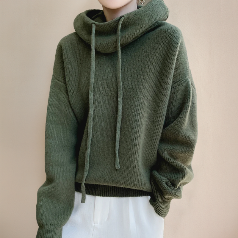 Womens Hoodie Cotton Blend Oversized Relaxed Fit Cowl Neck - BritishMode
