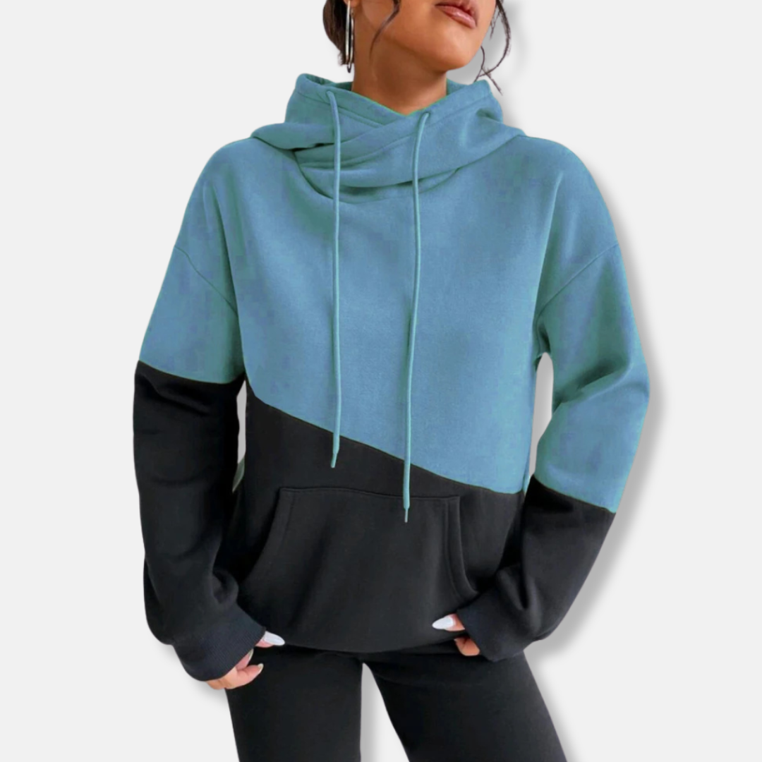 Womens Knit Hoodie Relaxed Fit Drawstring Hood Kangaroo Pocket - BritishMode