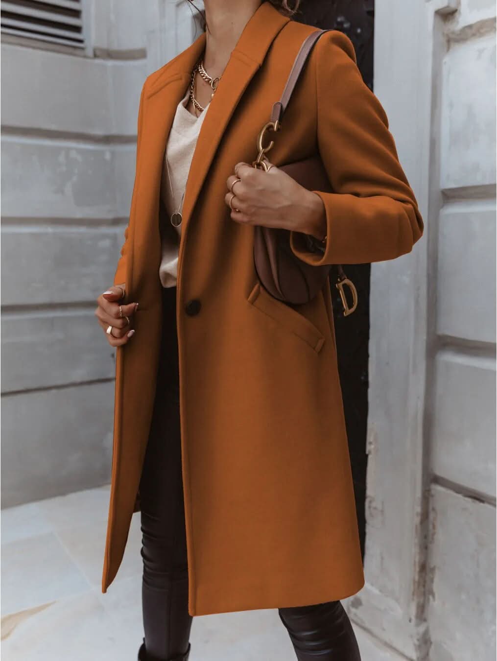 Womens Tailored Overcoat Structured Long Fit Smart Layering