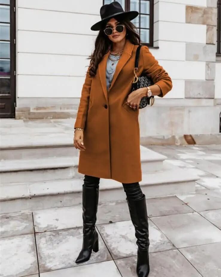 Womens Tailored Overcoat Structured Long Fit Smart Layering