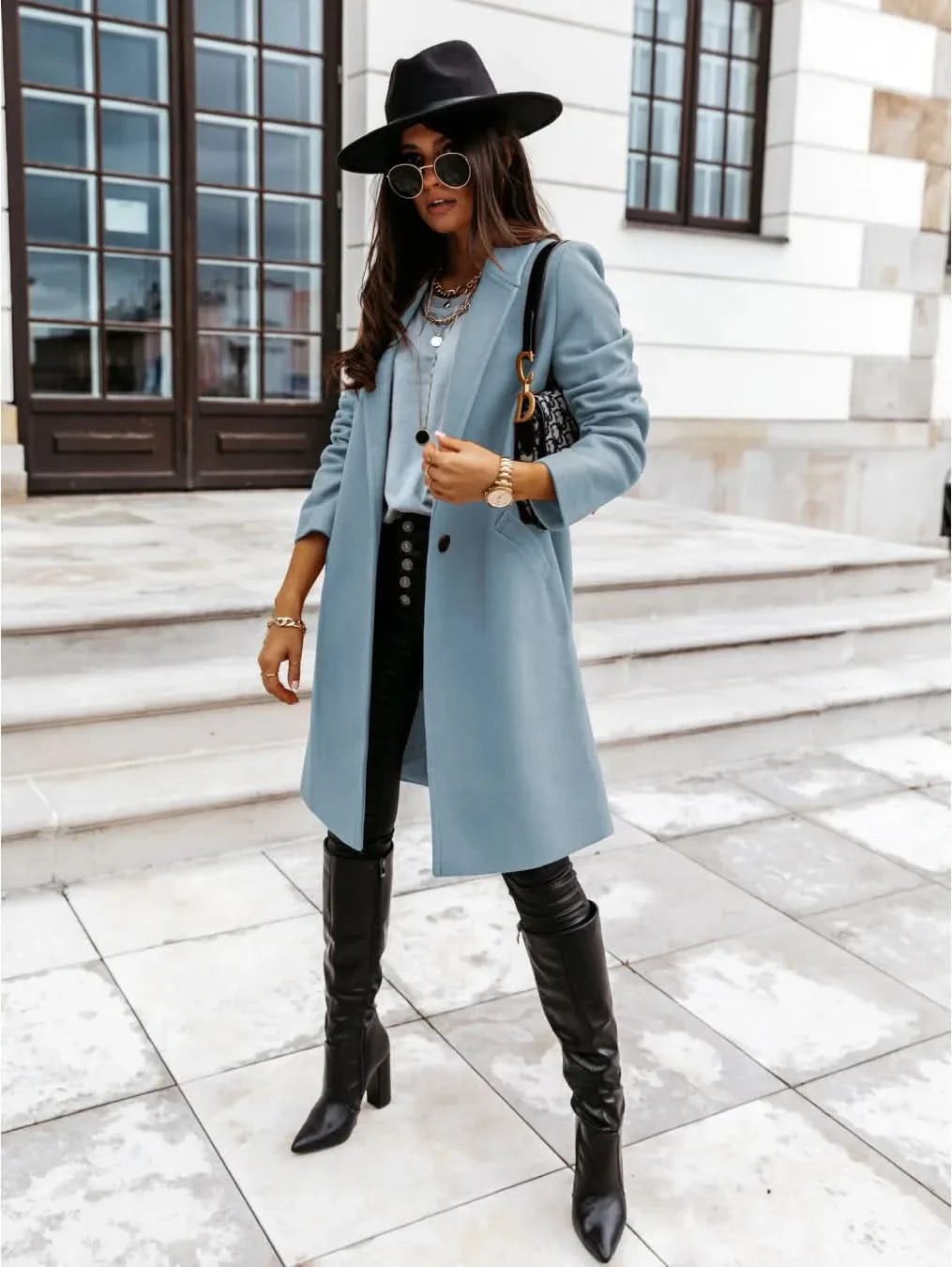 Womens Tailored Overcoat Structured Long Fit Smart Layering