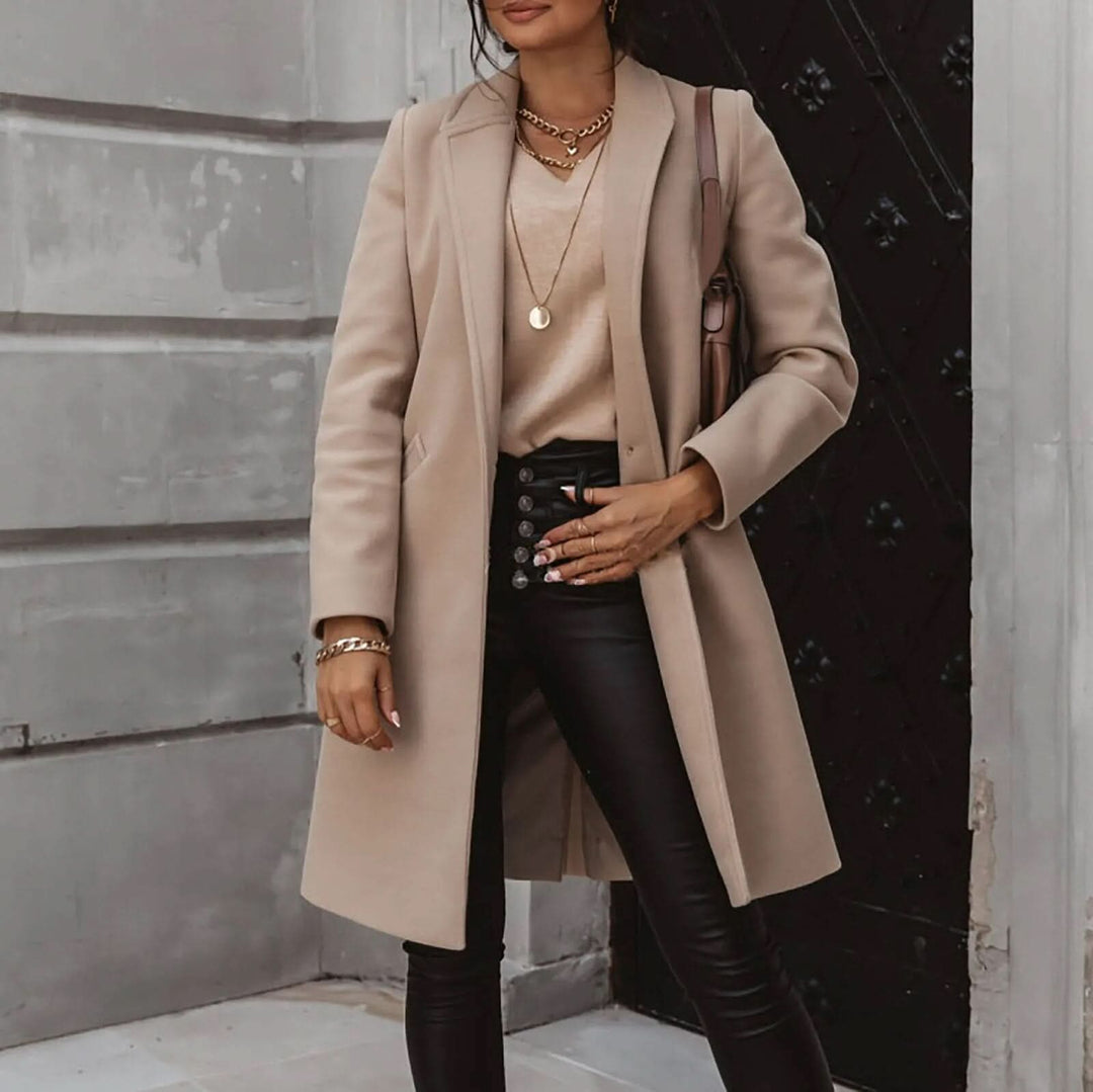 Womens Tailored Overcoat Structured Long Fit Smart Layering - BritishMode