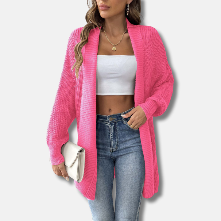 Womens Longline Cardigan Chunky Ribbed Knit Shawl Collar Loose Fit