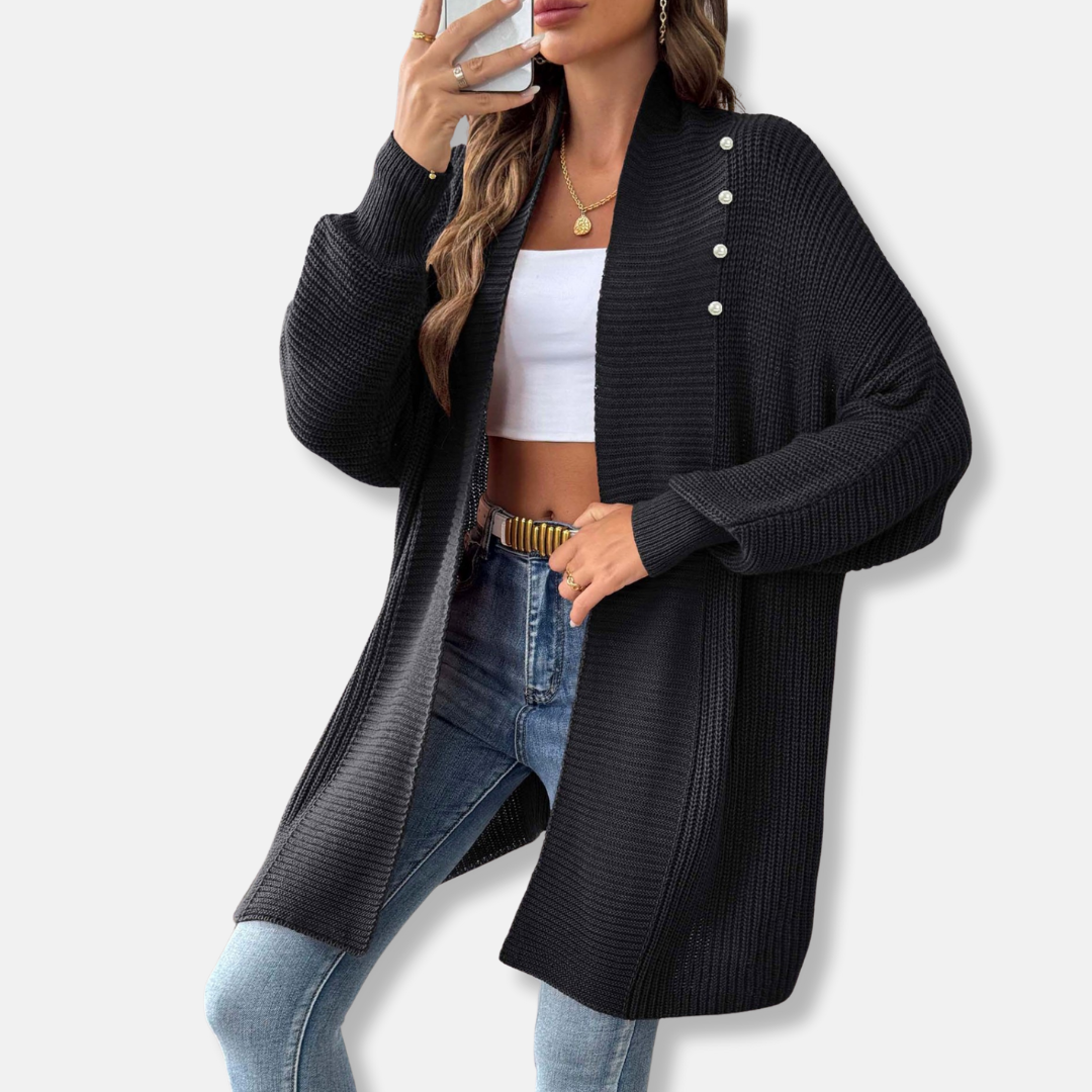 Womens Longline Cardigan Chunky Ribbed Knit Shawl Collar Loose Fit - BritishMode