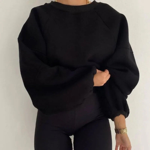 Womens Pullover Sweater Soft Knit Loose Fit Balloon Sleeves