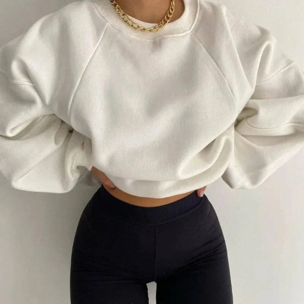 Womens Pullover Sweater Soft Knit Loose Fit Balloon Sleeves