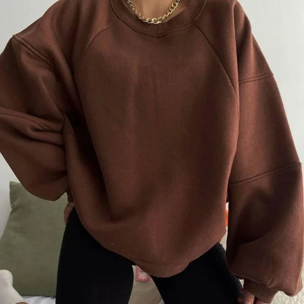 Womens Pullover Sweater Soft Knit Loose Fit Balloon Sleeves