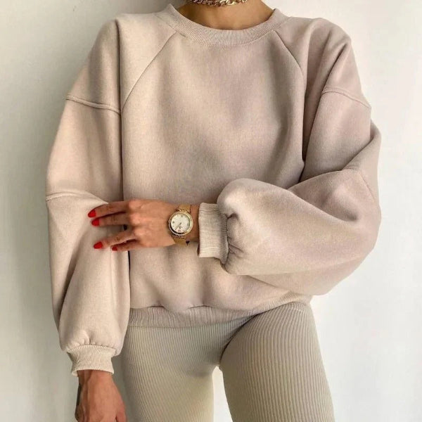 Womens Pullover Sweater Soft Knit Loose Fit Balloon Sleeves - BritishMode