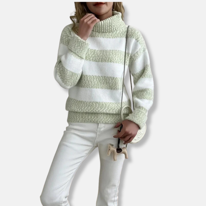 Womens Pullover Sweatshirt Plush Knit Ribbed Turtleneck Loose Fit