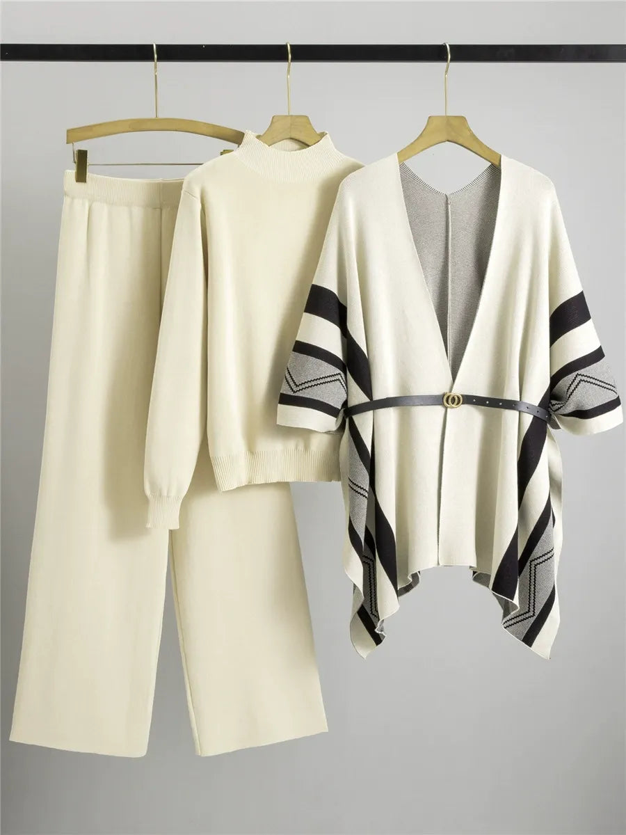 Womens Shawl Cardigan Knitted Relaxed Fit Belted Mid-Length