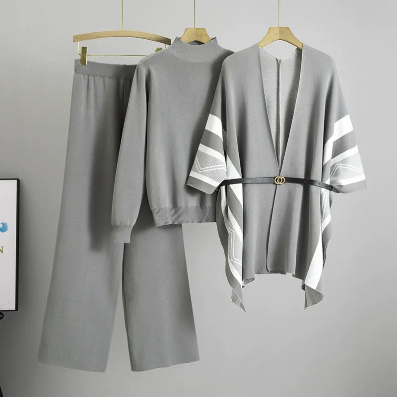 Womens Shawl Cardigan Knitted Relaxed Fit Belted Mid-Length