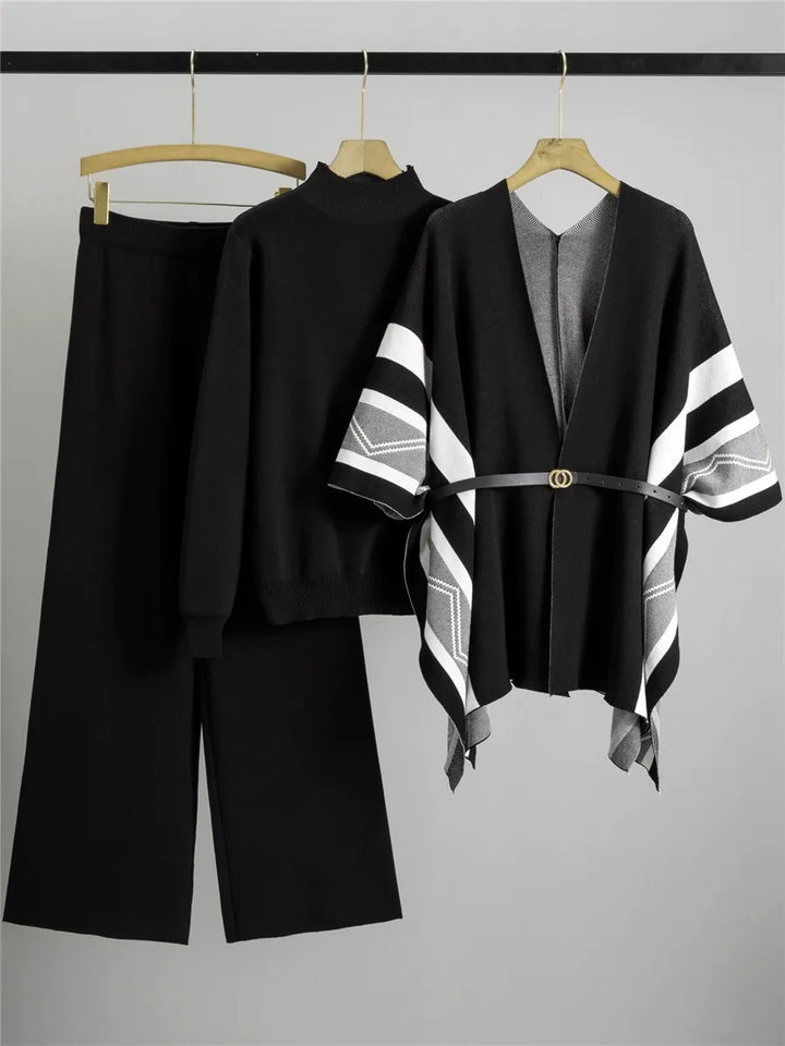 Womens Shawl Cardigan Knitted Relaxed Fit Belted Mid-Length