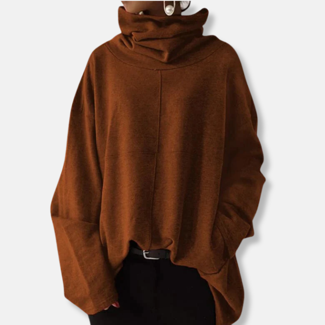 Womens Oversized Sweatshirt with High Cowl Neck Relaxed Fit