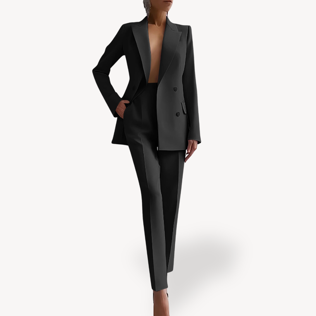 Womens Tailored Blazer and Trouser Set Single-Breasted Fit - BritishMode