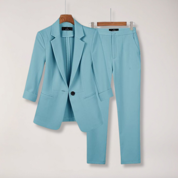 Womens Tailored Blazer and Trousers Two-Piece Suit Formal Fit - BritishMode