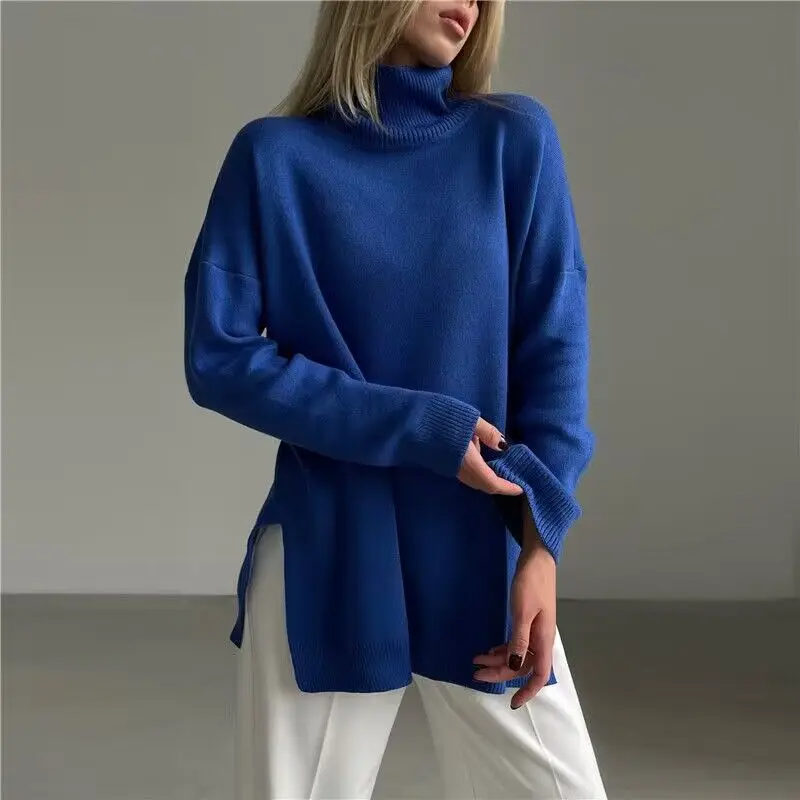 Womens Turtleneck Sweater Ribbed Knit Oversized Fit