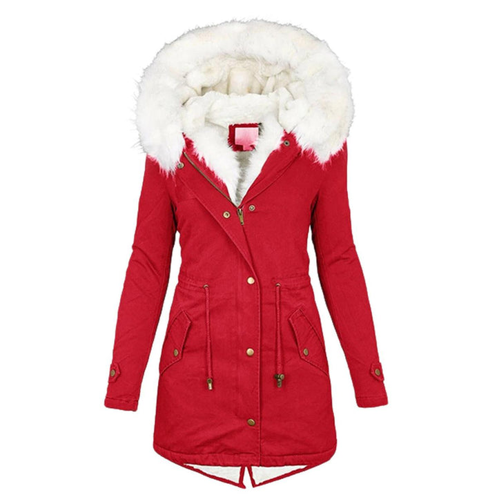 Womens Parka Coat with Hood and Button Closure Warm - BritishMode