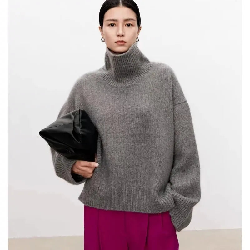 Womens Cashmere Turtleneck Sweater Classic Fit