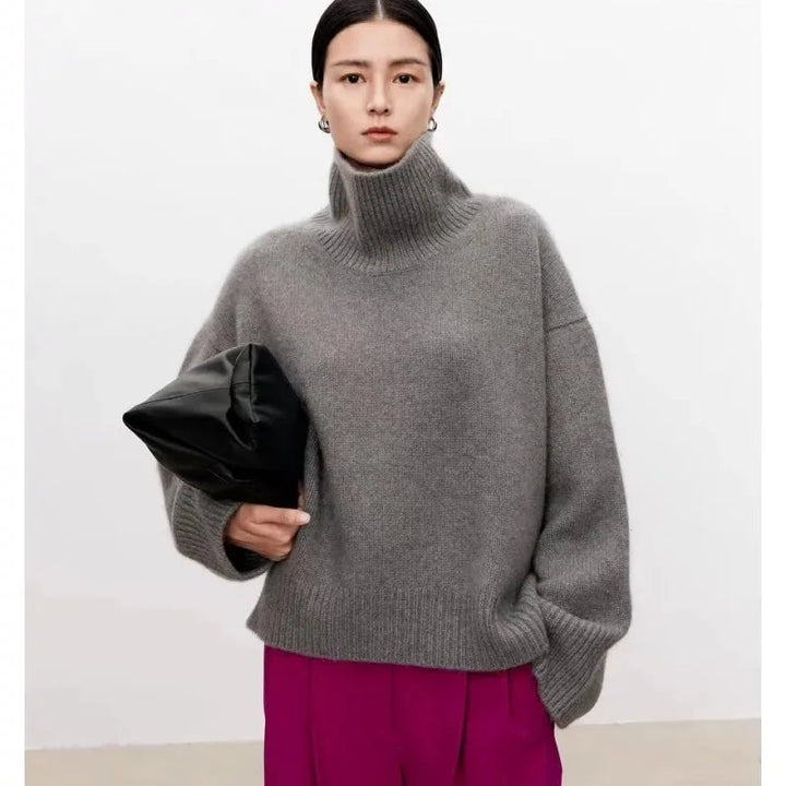 Womens Cashmere Turtleneck Sweater Classic Fit