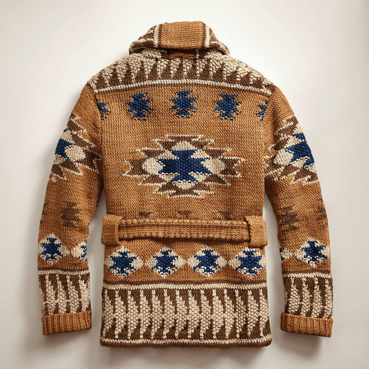 Mens Western Shawl Collar Cardigan Handcrafted Wool