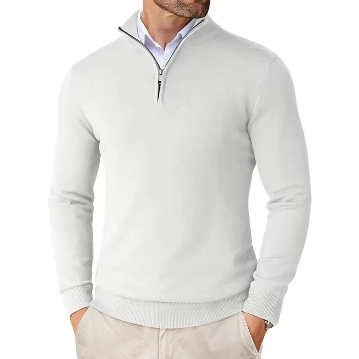 Mens Sweater Cotton Blend Zippered Collar