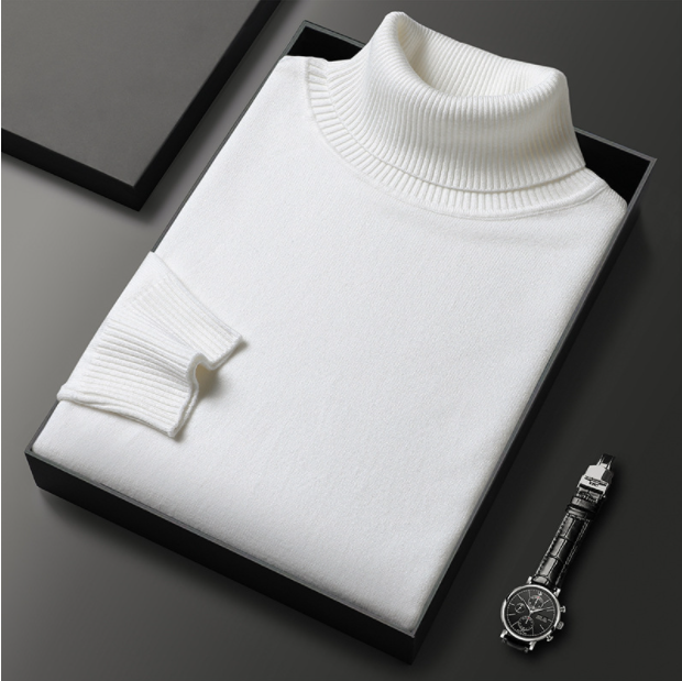 Mens Turtleneck Sweater Cashmere Cotton Blend