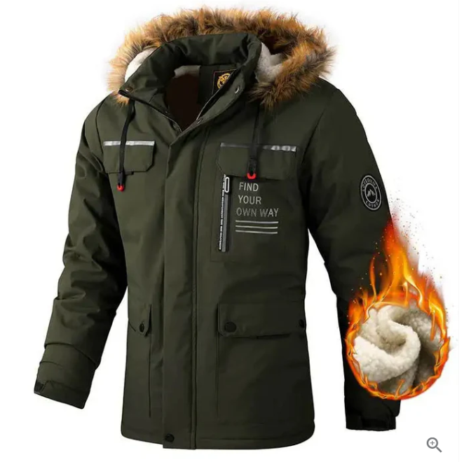 Mens Waterproof Winter Jacket Insulated Warm Fit