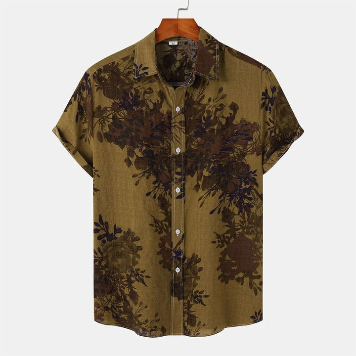 Mens Polo Shirt Floral Pattern Classic Fit