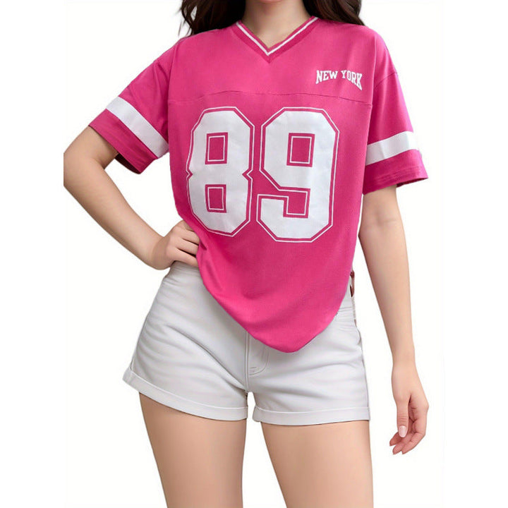 Womens Oversized Sports T-Shirt Cotton Relaxed Fit